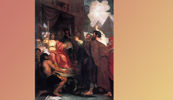 משה ואהרן לפני פרעה, ציור של בנג'מין וסט
