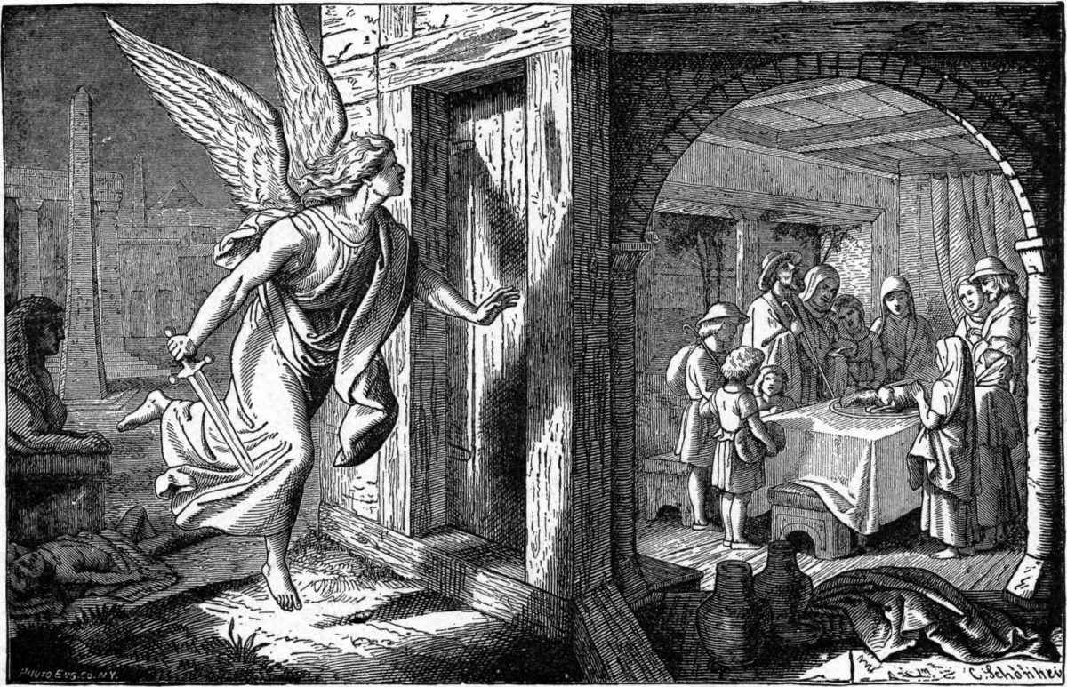 מלאך המוות מציץ בבני ישראל בעת אכילת הפסח הראשון